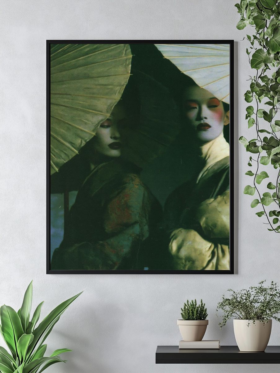 Geisha Umbrella Portrait Print. — room view 4