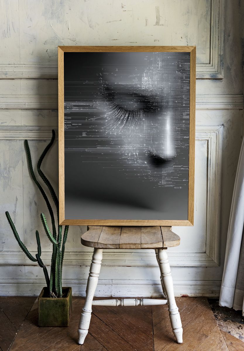 Glitch Face Abstract Poster room preview