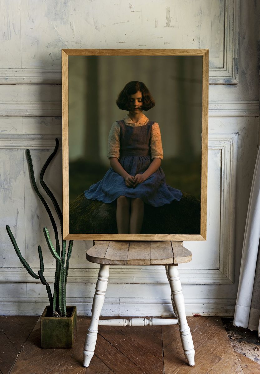 Girl in Forest Portrait Print. — room view 1