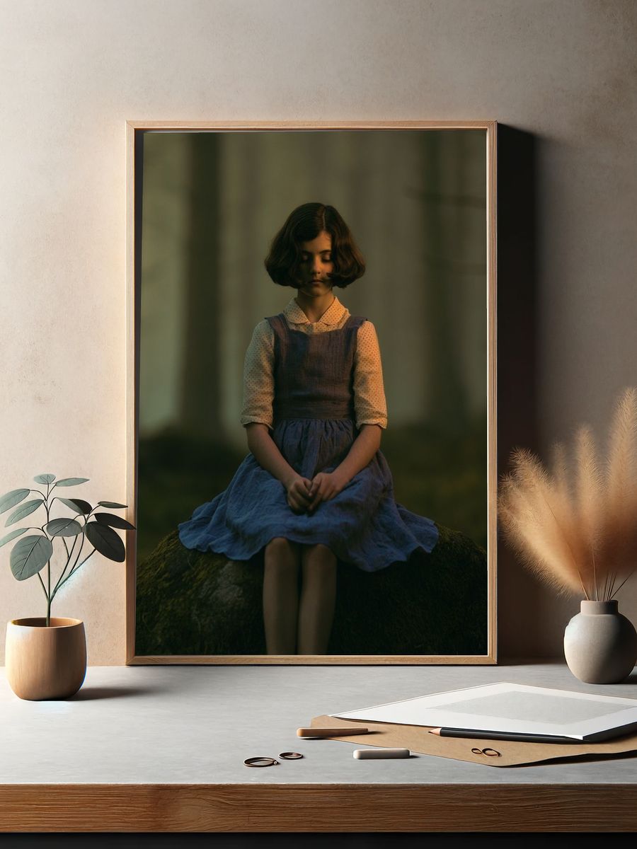 Girl in Forest Portrait Print. — room view 2