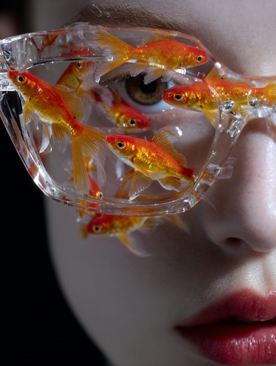 Goldfish in Glasses — Surrealism Print. poster — fine-art art