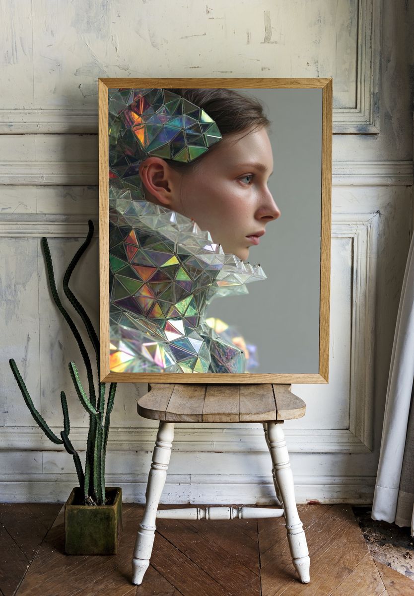 Geometric Fashion Portrait — Fine Art Print room preview