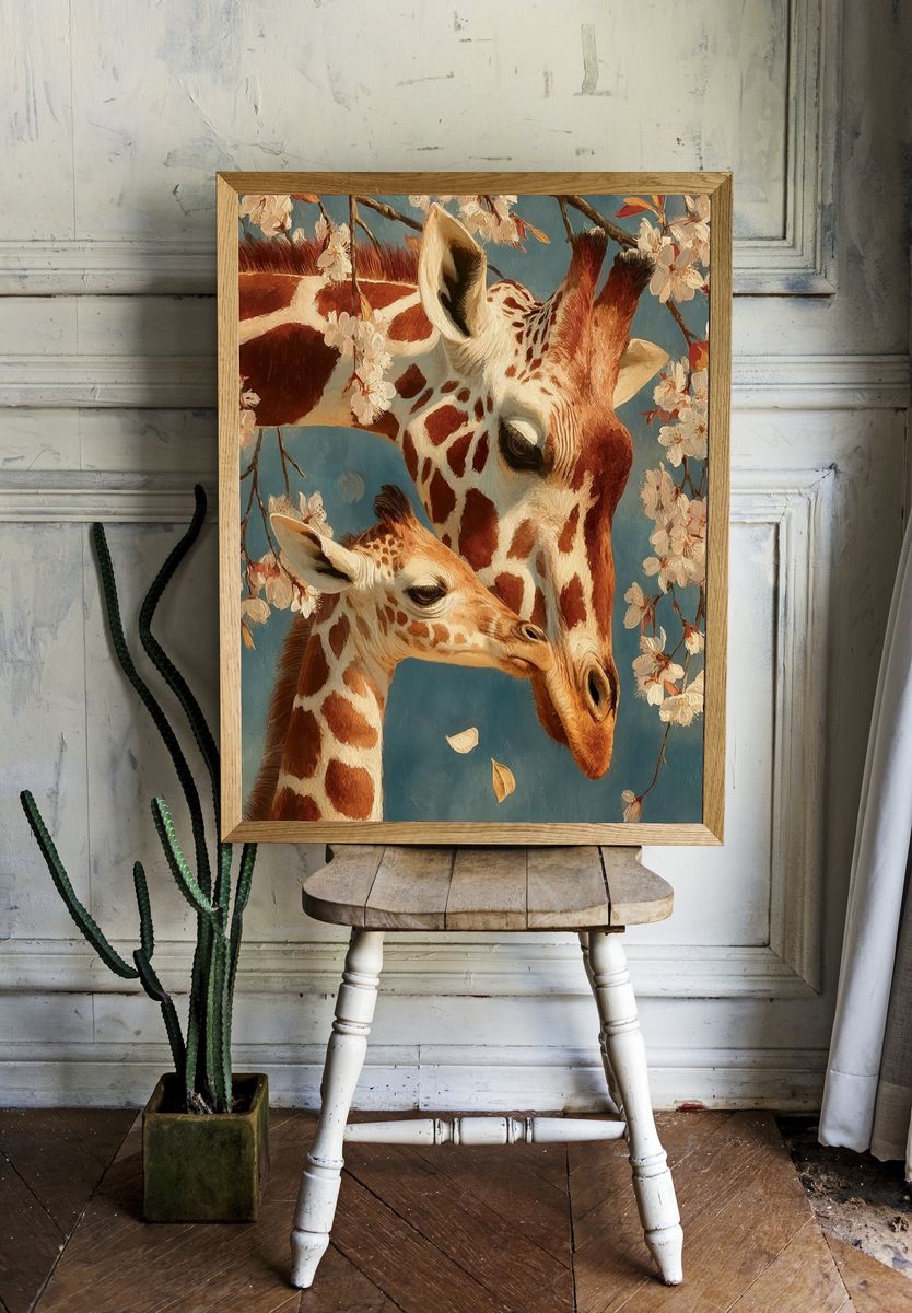Giraffe Family — Nature Print room preview