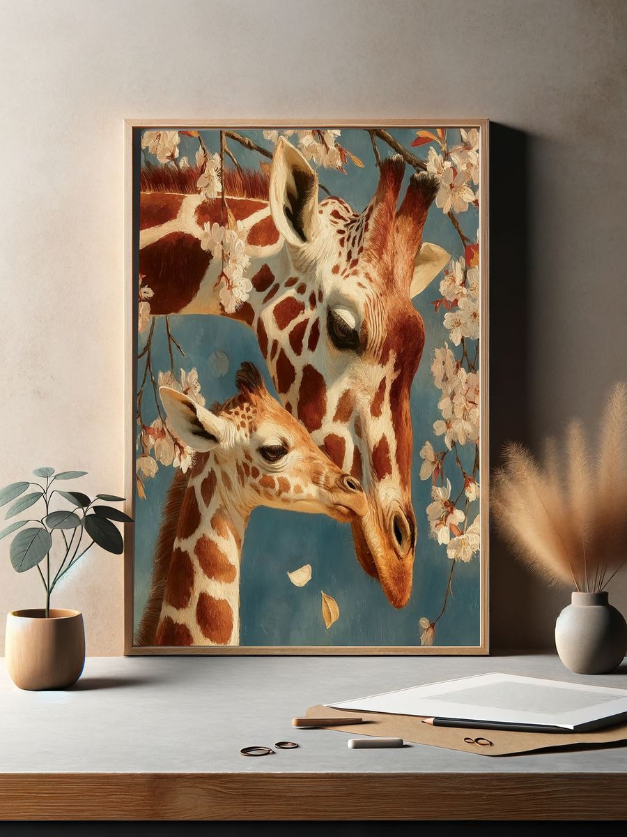 Giraffe Family — Nature Print. — room view 2