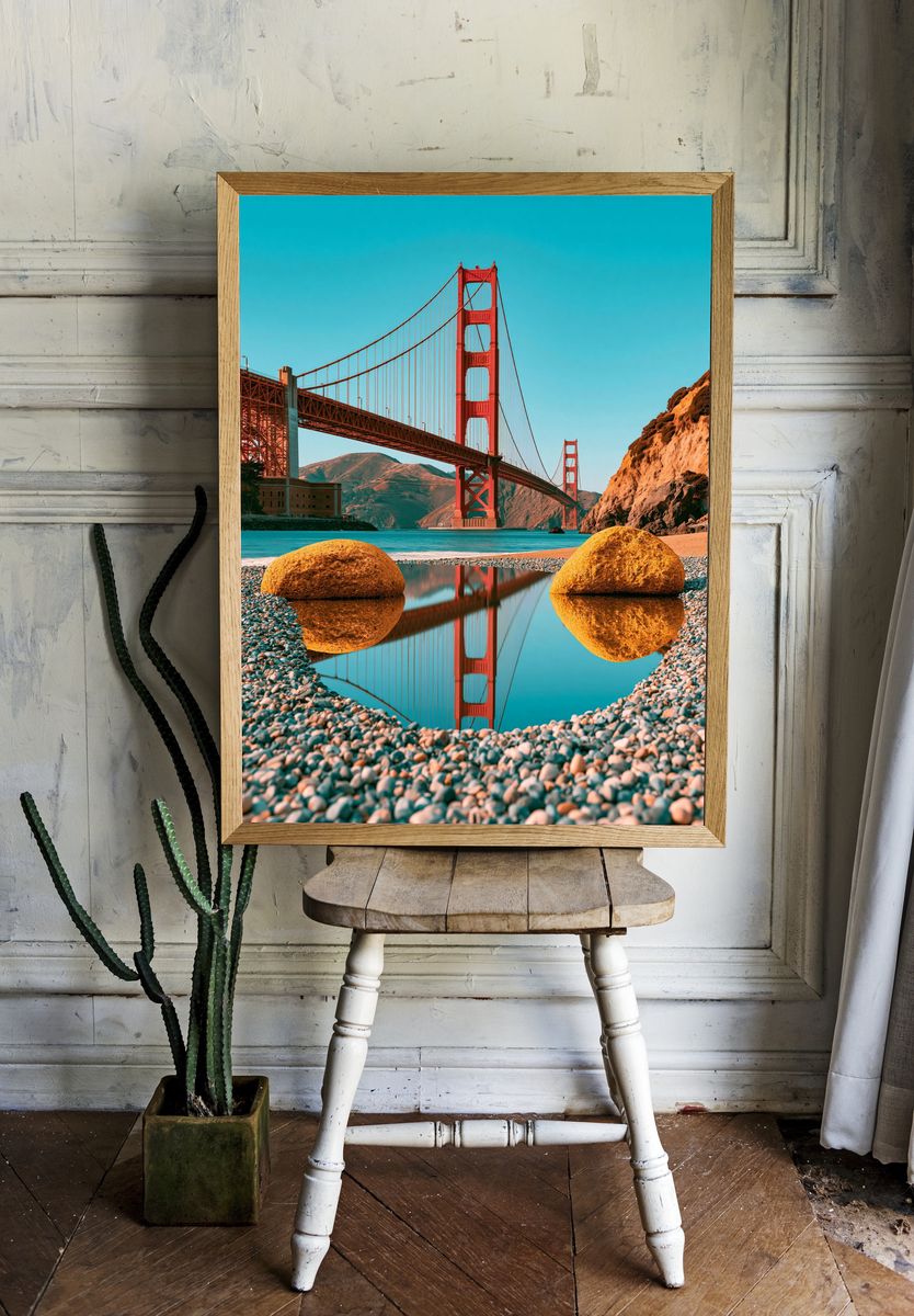 Golden Gate Bridge Landscape Poster. room preview