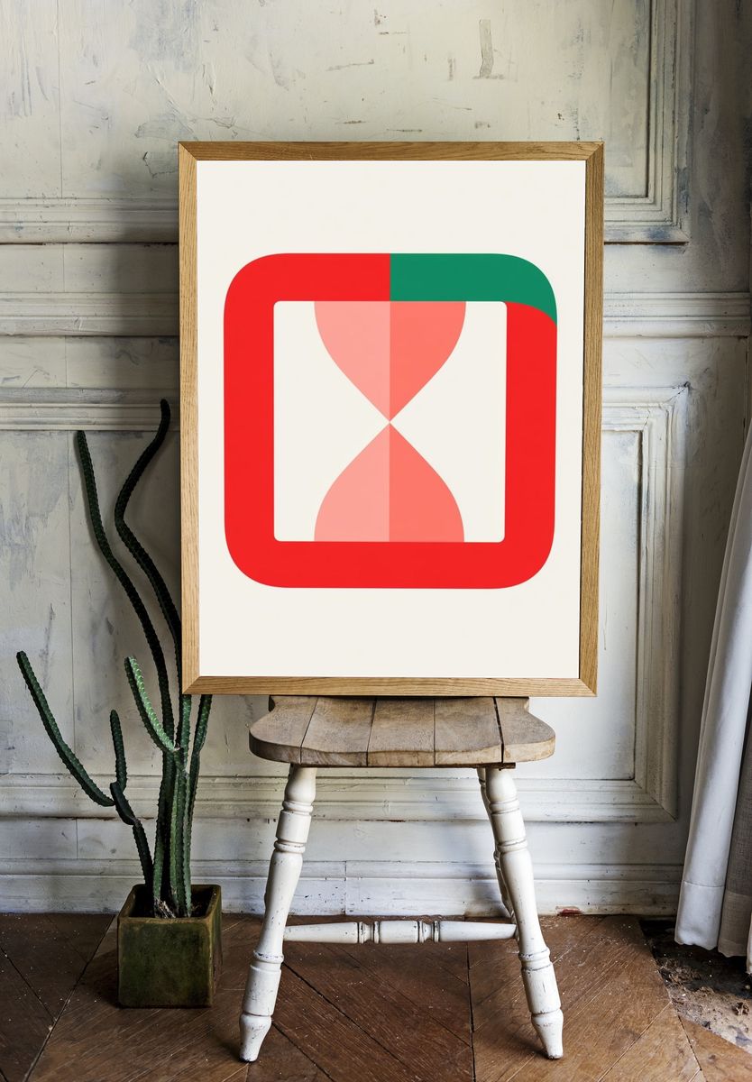 Geometric Hourglass Mid-Century Modern Poster. — room view 1