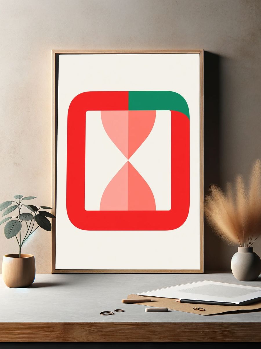 Geometric Hourglass Mid-Century Modern Poster. — room view 2