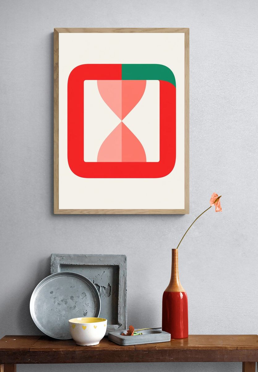 Geometric Hourglass Mid-Century Modern Poster. — room view 3