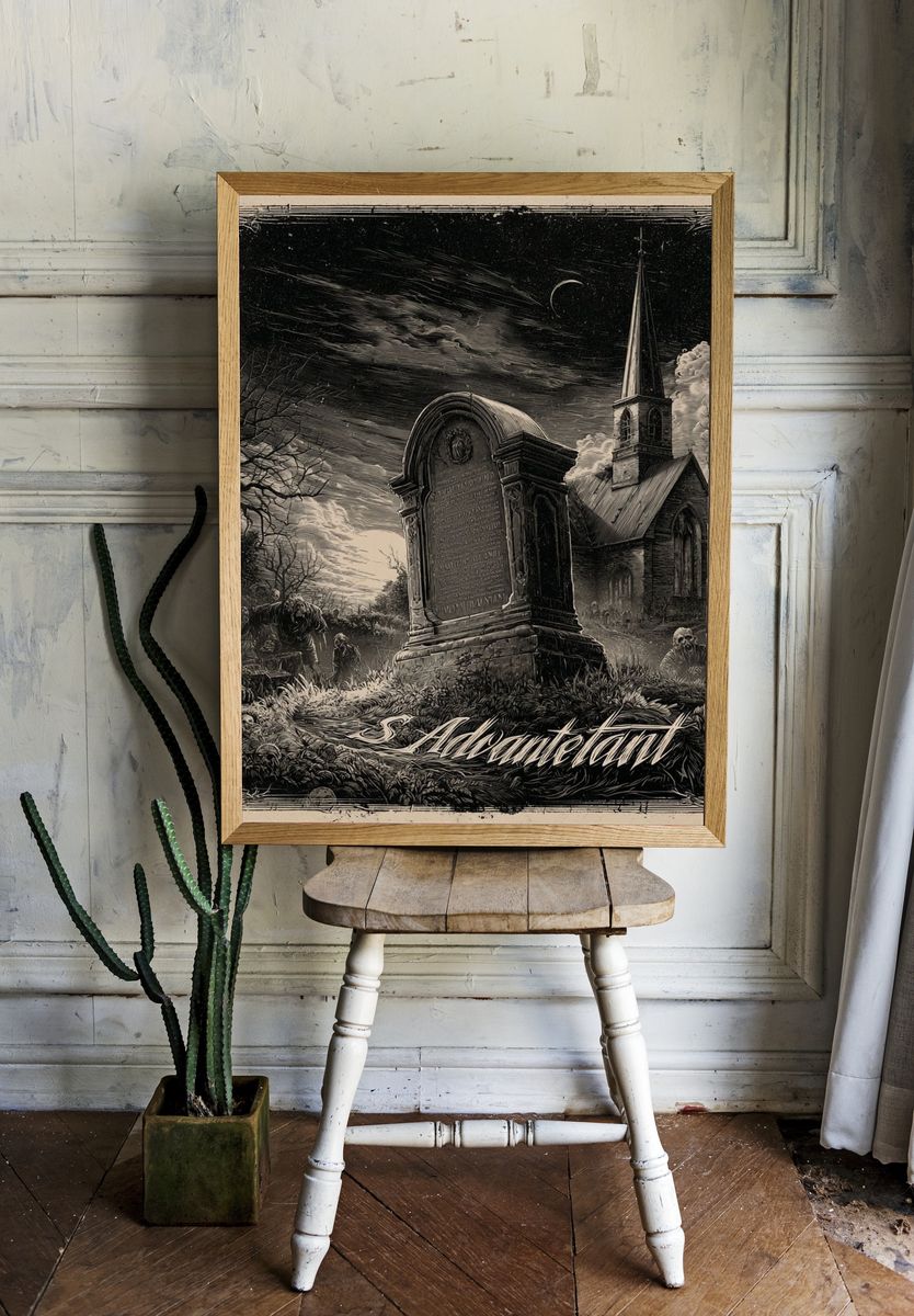 Haunted Graveyard Gothic Poster. room preview