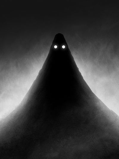 Ghostly Figure in Fog Poster. poster