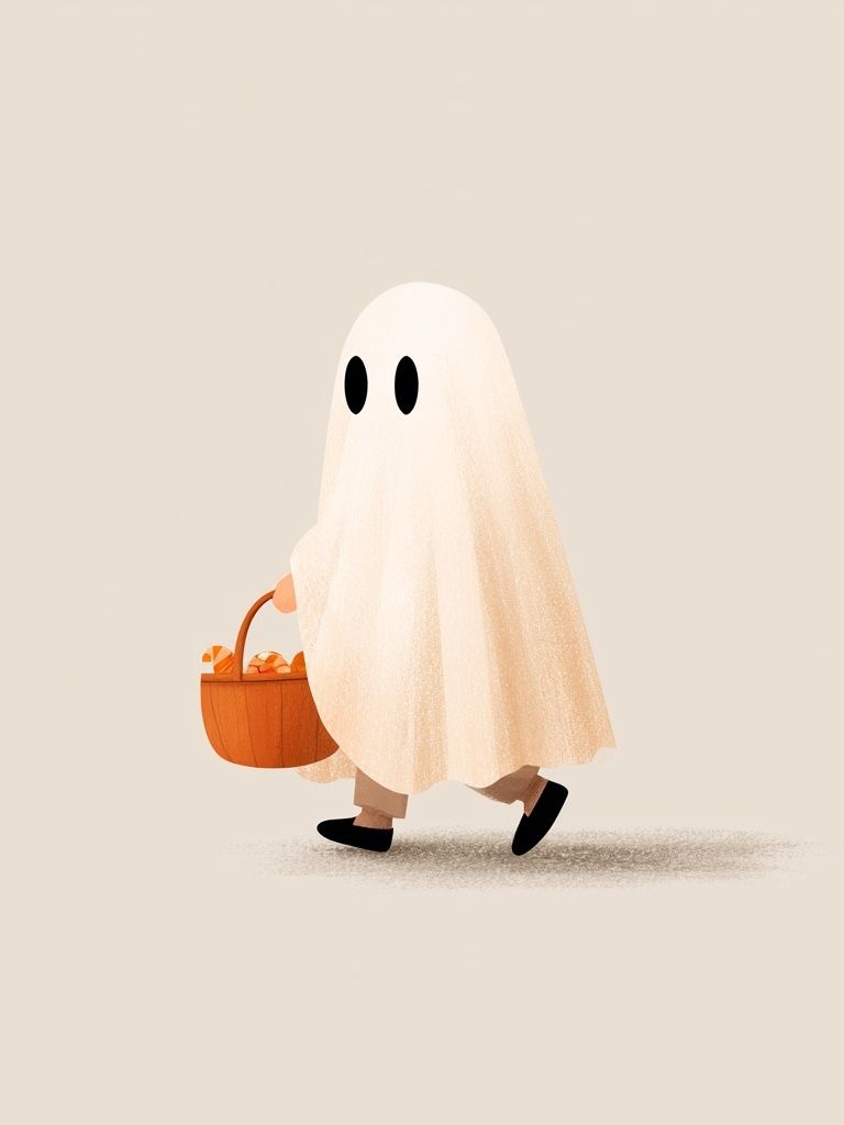 Ghost Trick-or-Treat Illustration Poster. poster detail