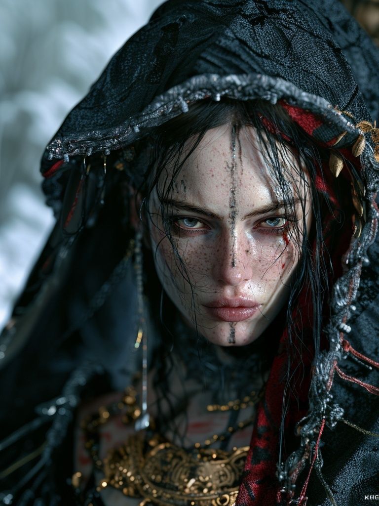 Gothic Hooded Portrait Print. poster detail