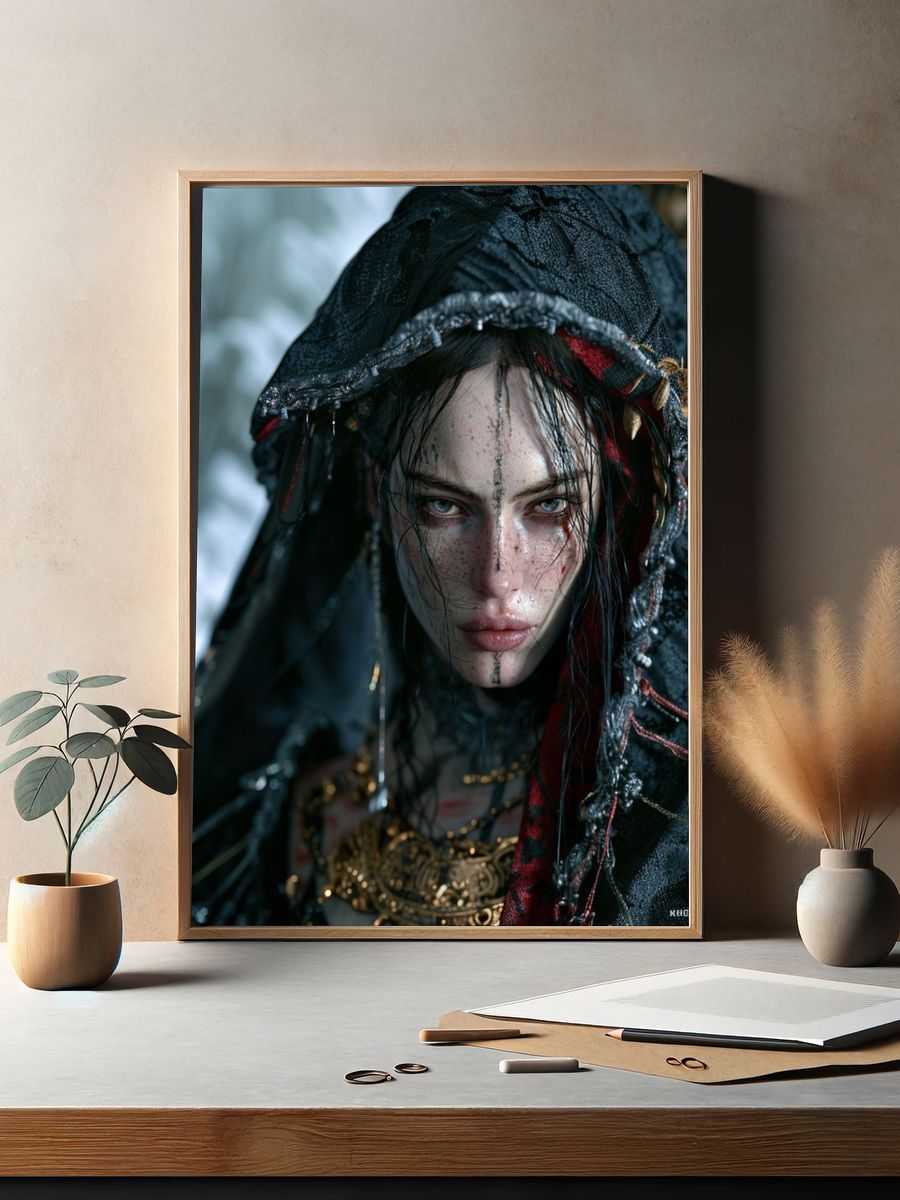 Gothic Hooded Portrait Print. — room view 2