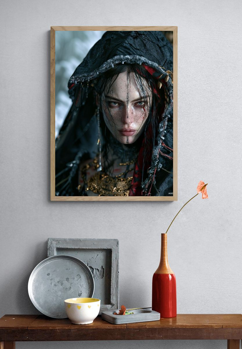Gothic Hooded Portrait Print. — room view 3