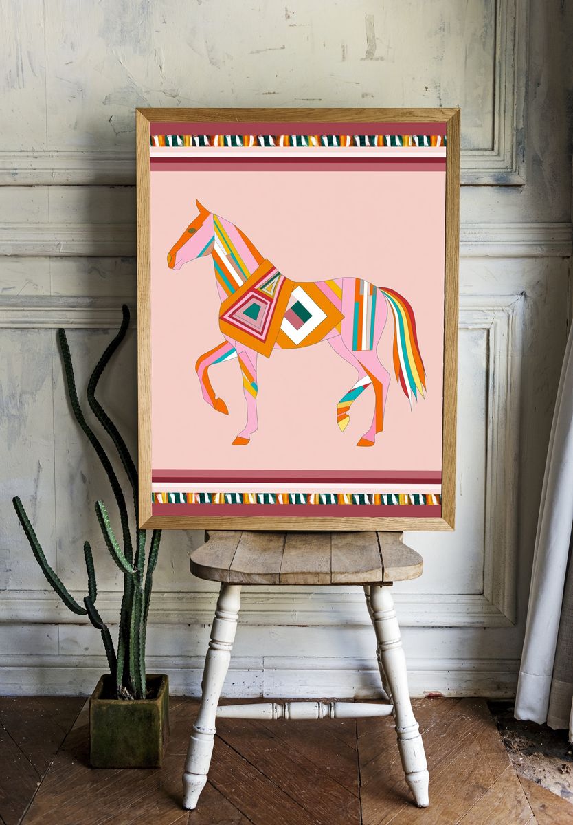 Geometric Horse Illustration Poster. room preview