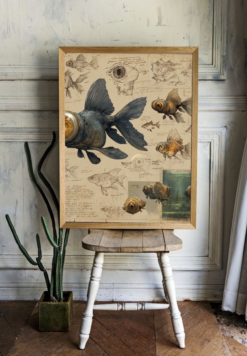 Goldfish Illustration Poster room preview