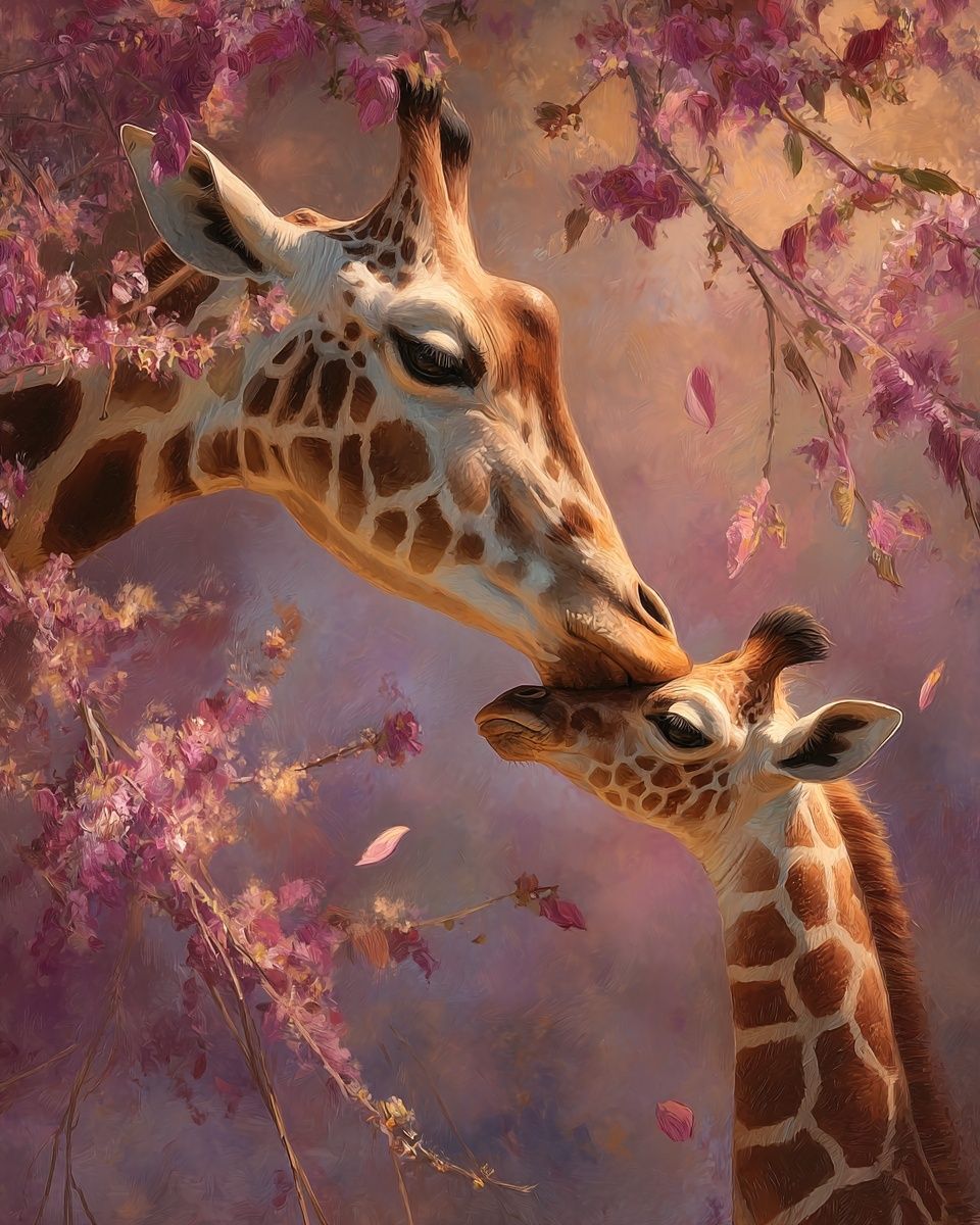 Giraffe Kiss Botanical Print. poster detail