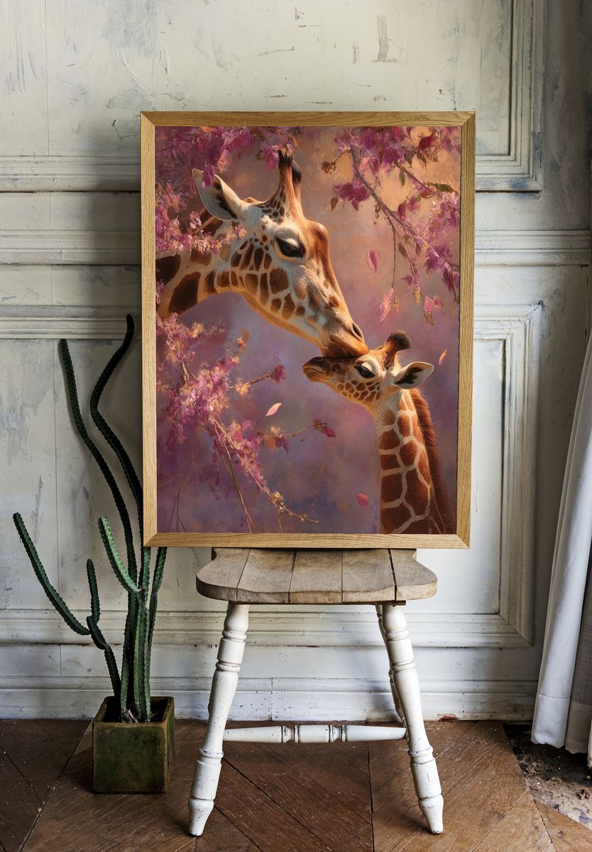 Giraffe Kiss Botanical Print room preview