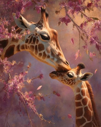 Giraffe Kiss Botanical Print. poster