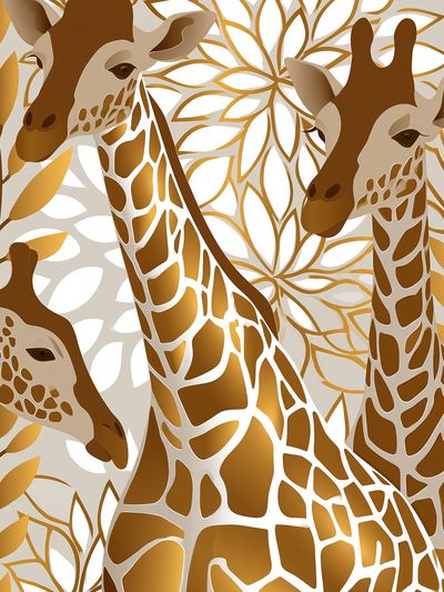 Golden Giraffe Leaves Poster. poster