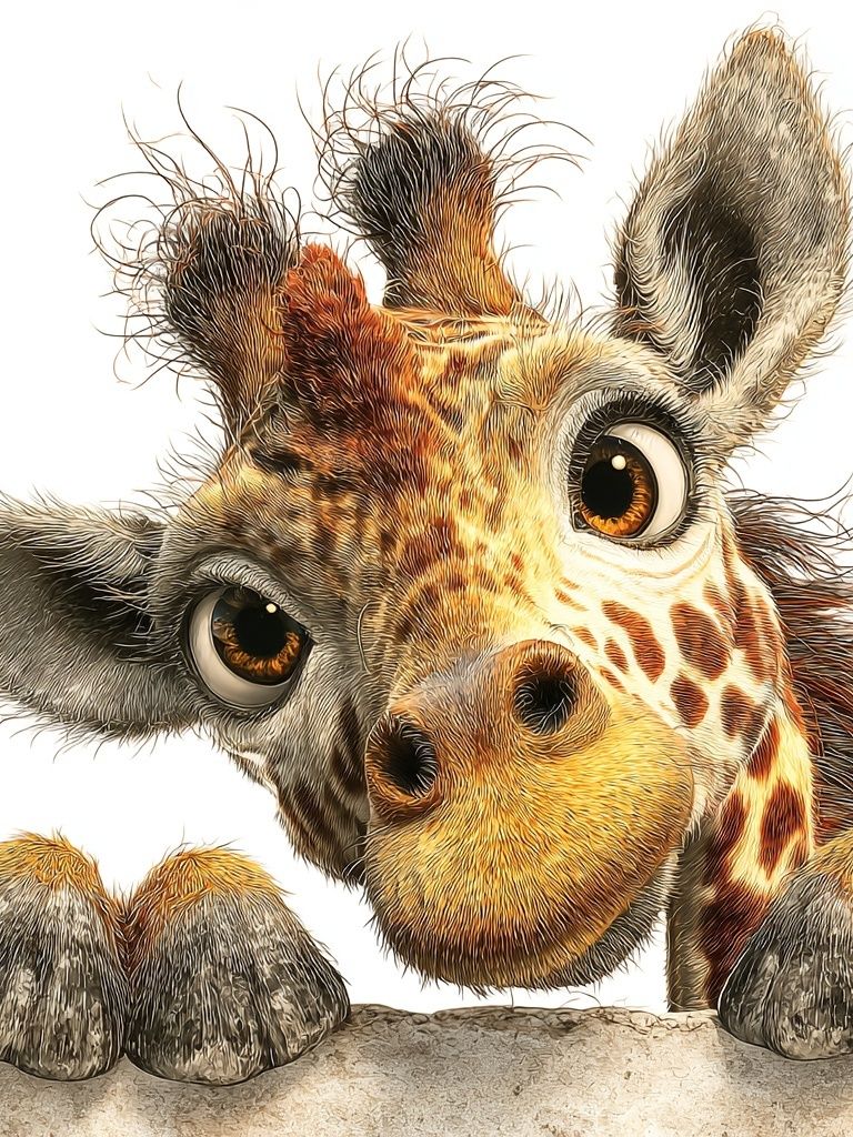 Playful Giraffe Illustration Poster. poster — illustration art