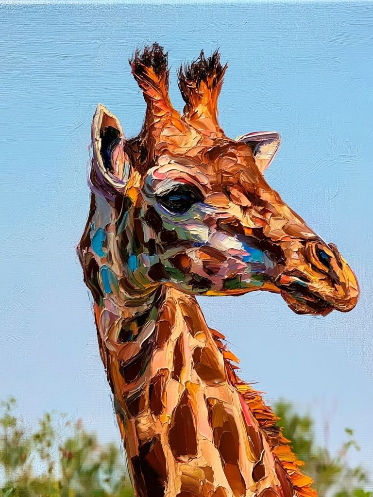 Colorful Giraffe Portrait Poster. poster detail