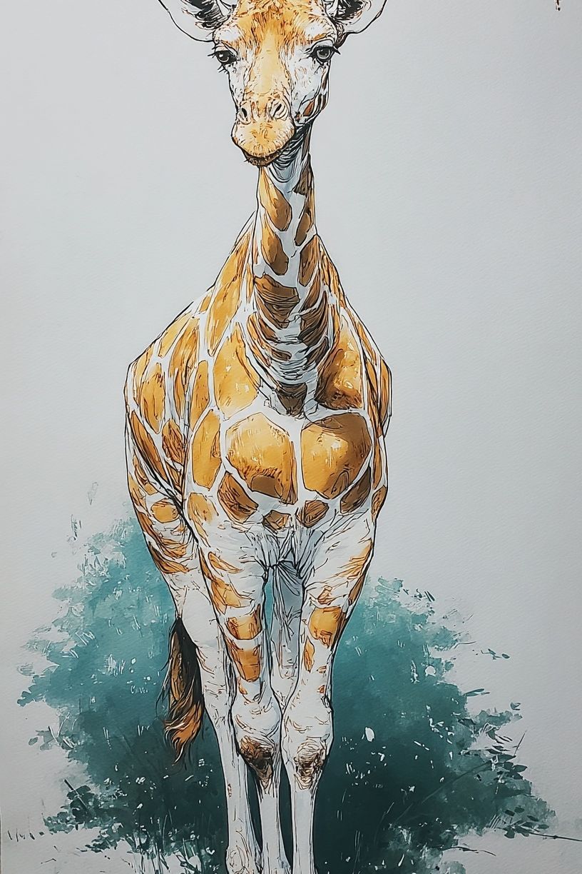 Giraffe Illustration Poster. poster — animals art
