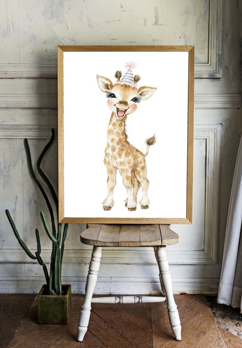Happy Giraffe — Watercolor Print room preview