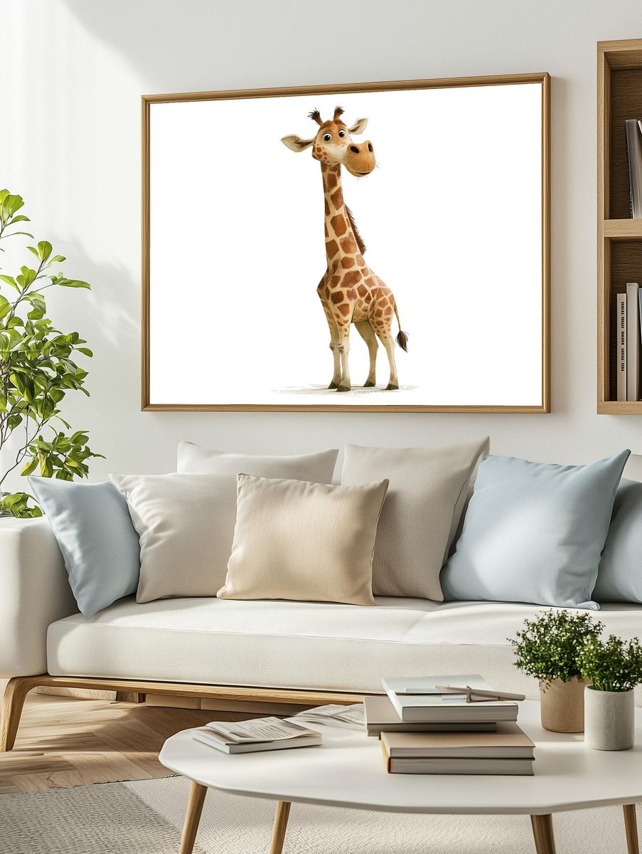Cute Giraffe Illustration Poster. — room view 2
