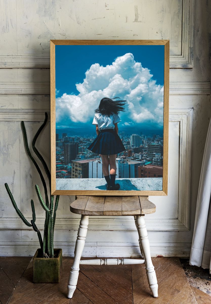Girl on Rooftop — Photography Print. — room view 1