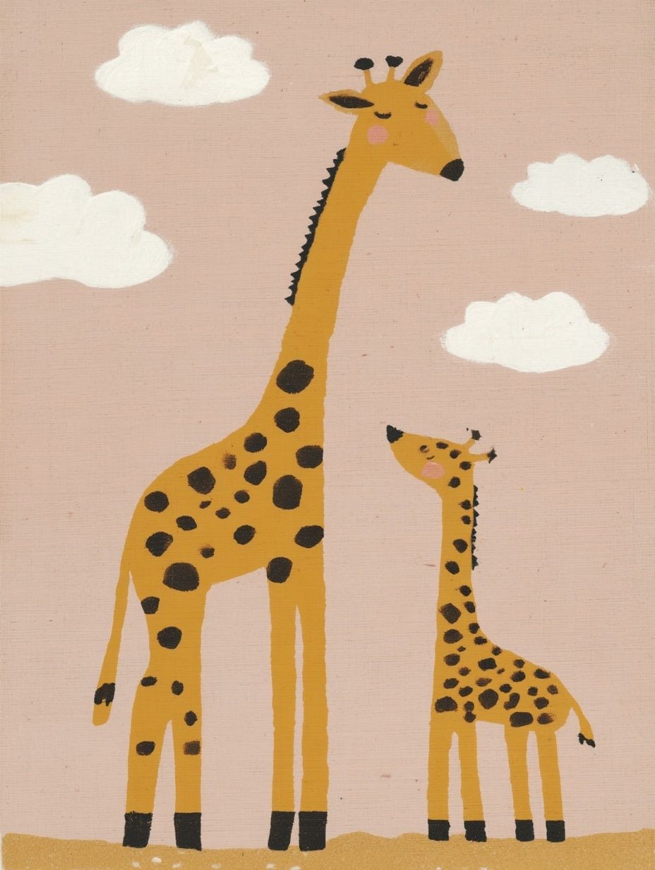 Cute Giraffes Illustration Poster. poster — animals art