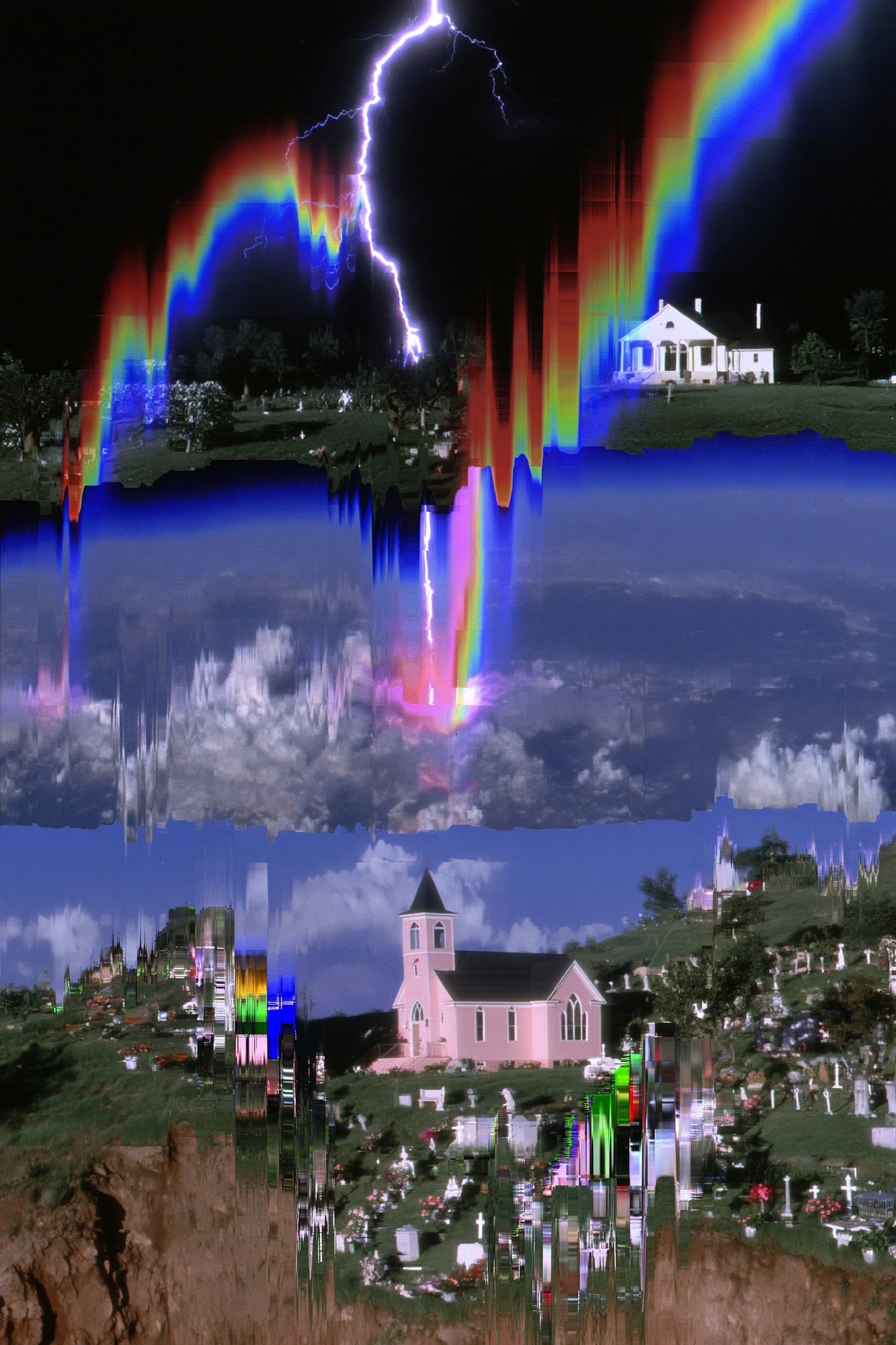 Glitch Lightning Cemetery Poster. poster — fine-art art