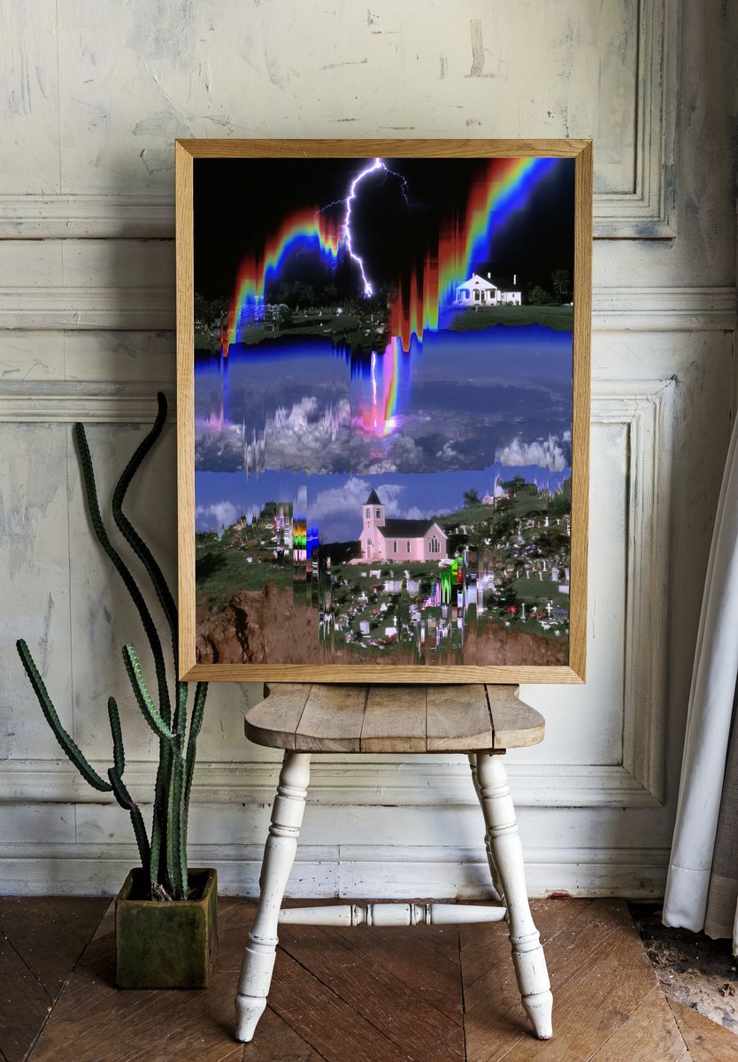 Glitch Lightning Cemetery Poster. — room view 1