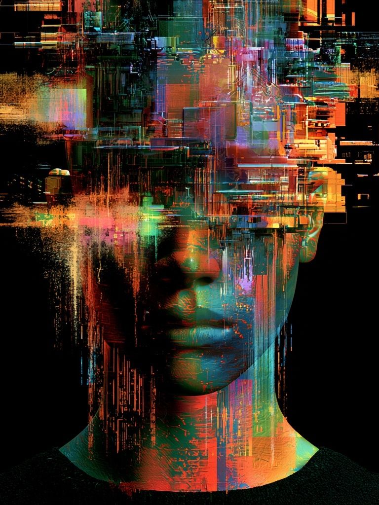 Glitch Portrait Digital Art Poster. poster — illustration art