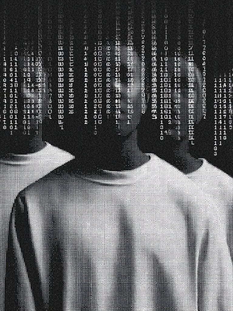 Glitch Binary Portrait Poster. poster — illustration art
