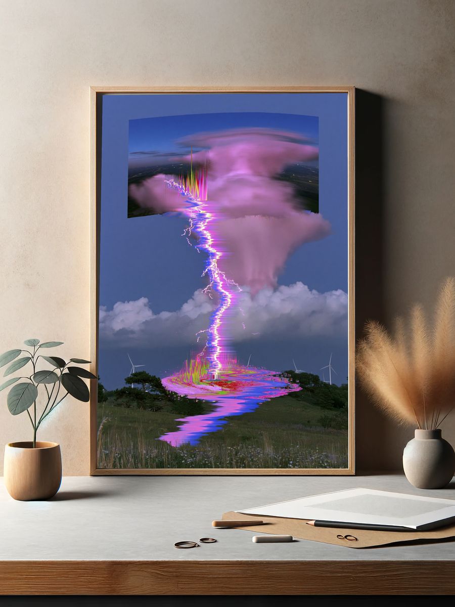 Glitch Lightning Storm Print. — room view 2