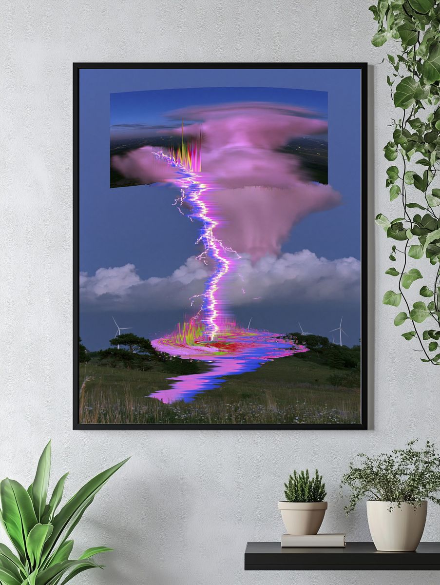 Glitch Lightning Storm Print. — room view 4