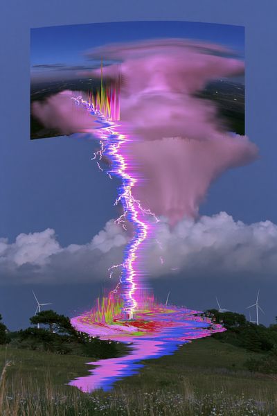 Glitch Lightning Storm Print. poster