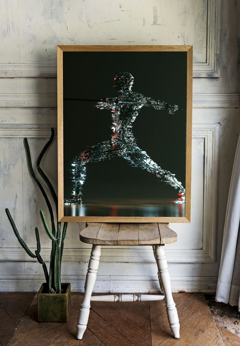 Glitch Runner Digital Art Poster. — room view 1