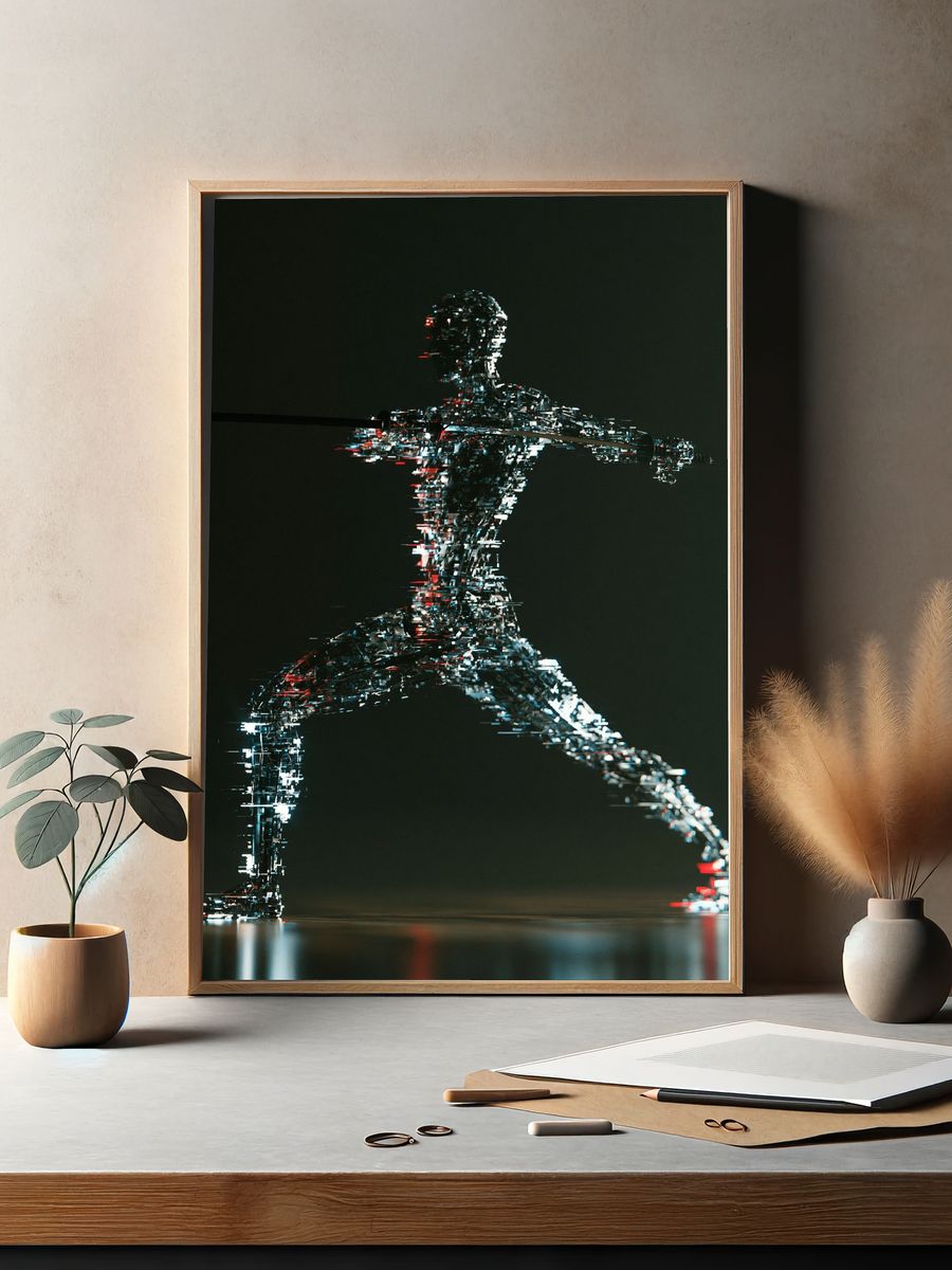 Glitch Runner Digital Art Poster. — room view 2