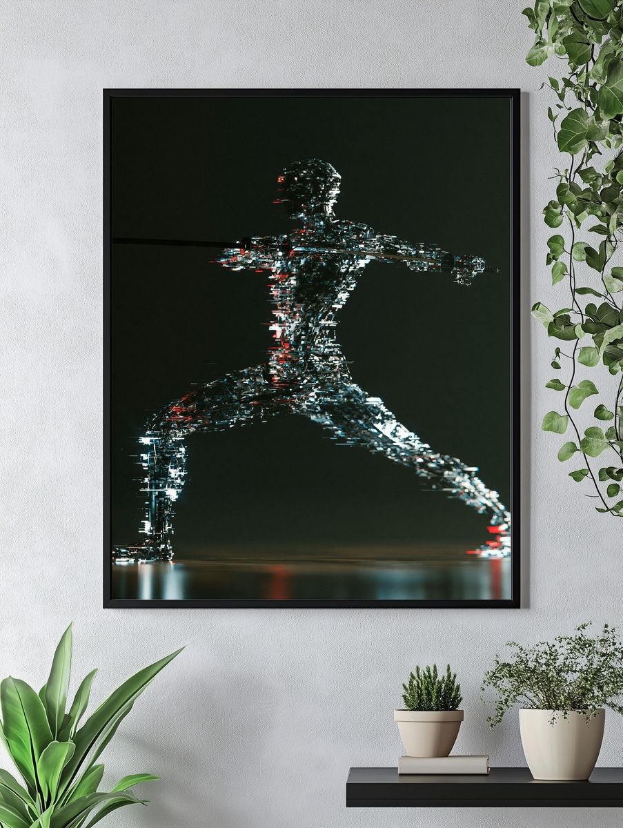 Glitch Runner Digital Art Poster. — room view 4