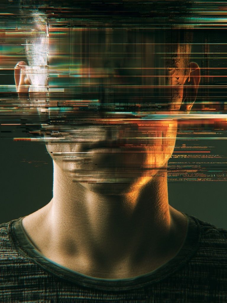 Glitch Portrait Digital Art Poster. poster detail