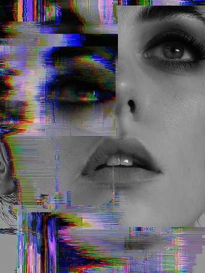 Glitch Portrait Digital Art Poster. poster