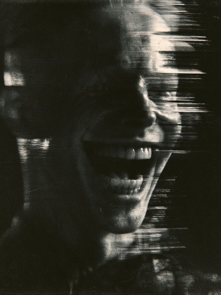 Glitching Laugh Portrait Print. poster detail