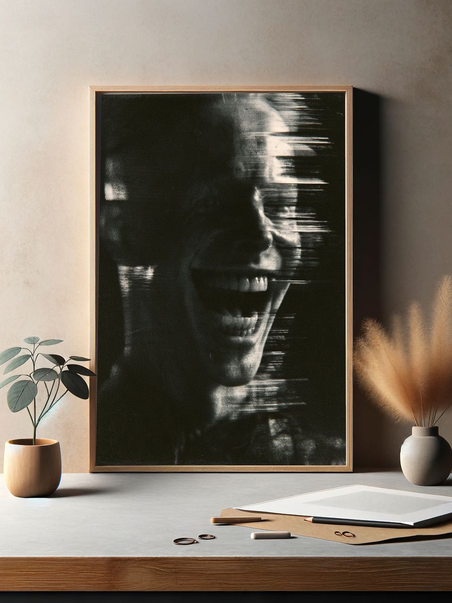 Glitching Laugh Portrait Print. — room view 2