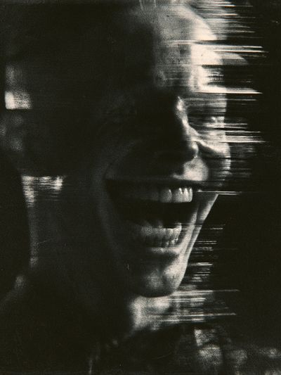 Glitching Laugh Portrait Print. poster