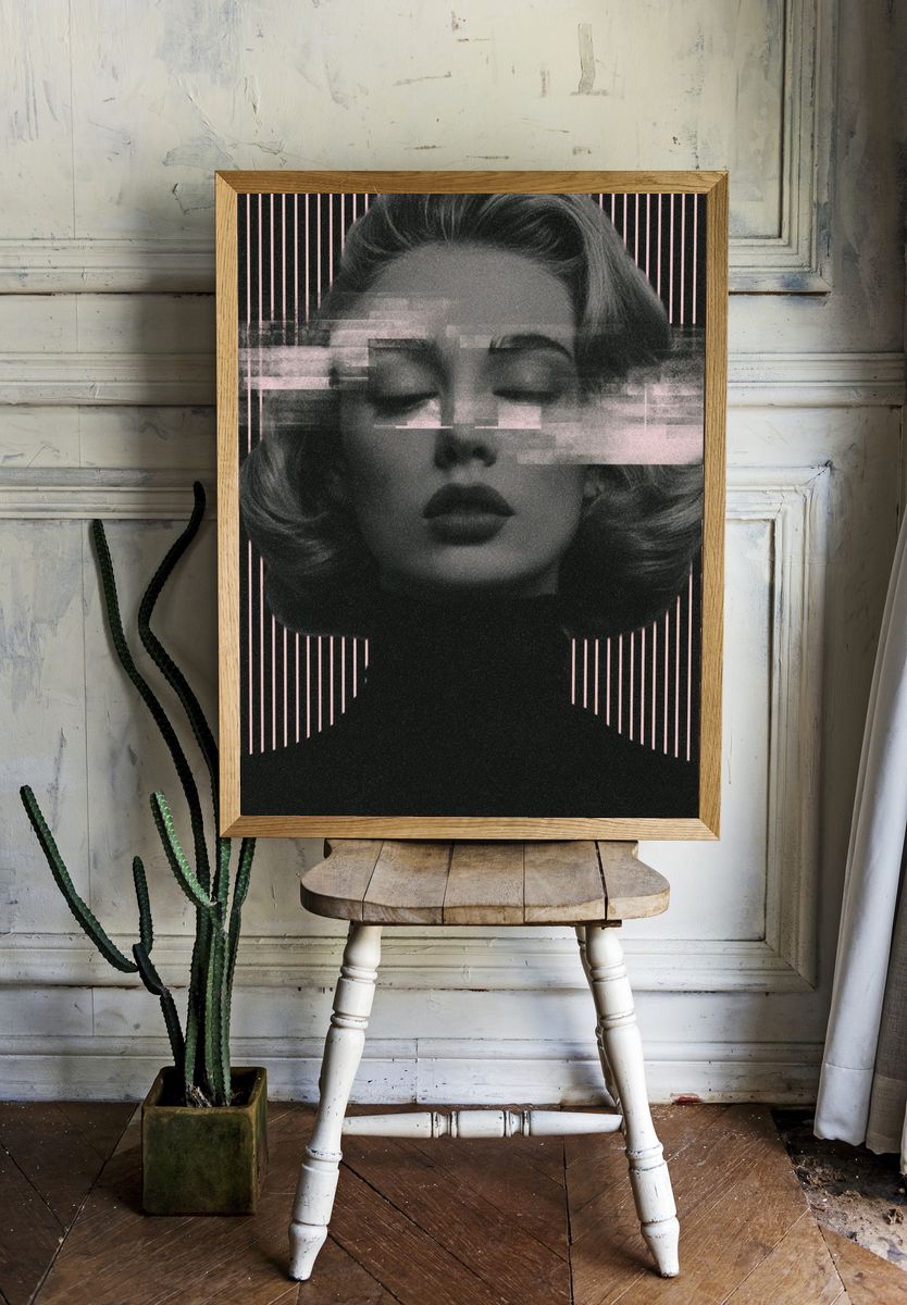 Glitch Portrait Typography Print. — room view 1