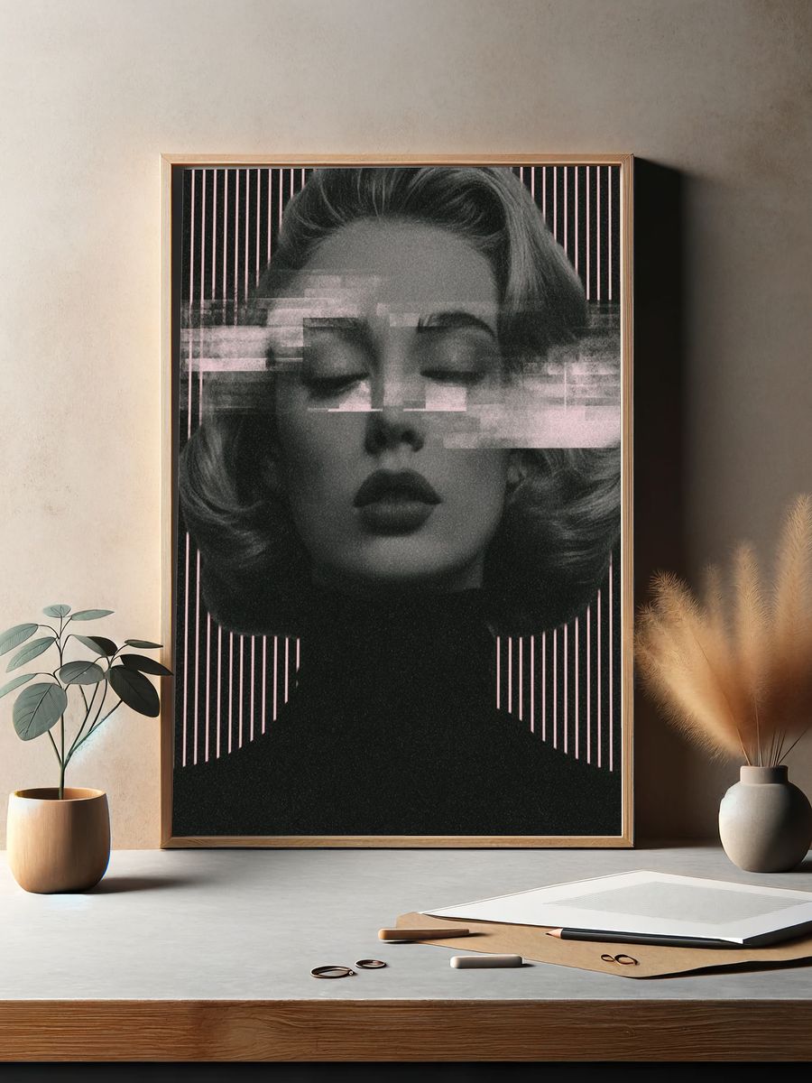 Glitch Portrait Typography Print. — room view 2