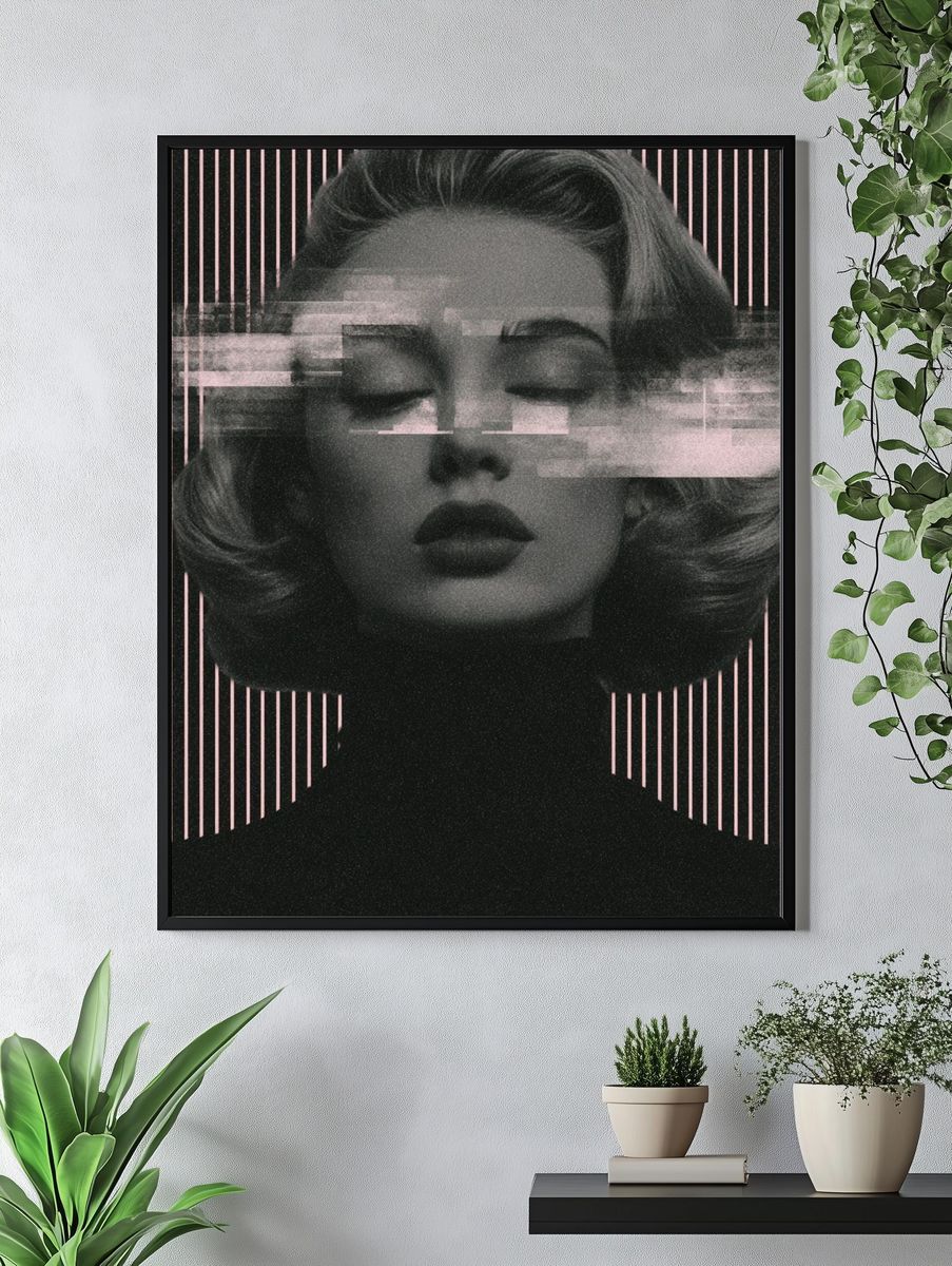 Glitch Portrait Typography Print. — room view 4