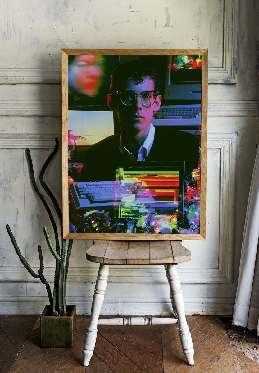 Glitch Portrait of a Young Man Poster. — room view 1